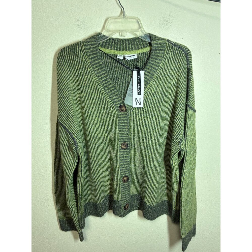 NWT Noisy May Cardigan Sweater Knit Button Up Casual Green Size XL